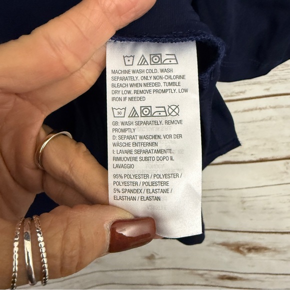 Susan Graver Navy Blue 3/4 Sleeve Tunic Blouse - Picture 5 of 6